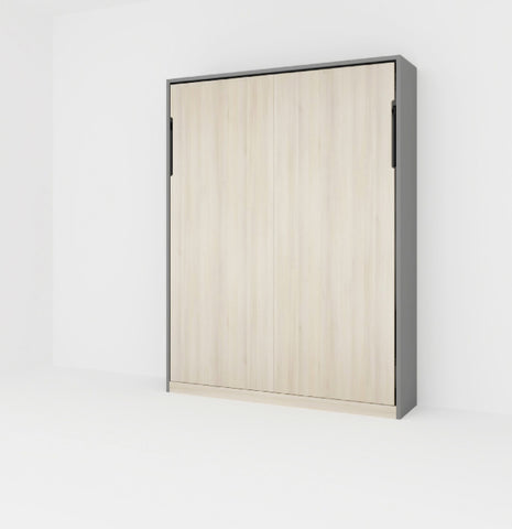 KONVERTO NEO Series – Vertical Wall Bed Queen Size Gothic Grey and Moldau Acacia Light