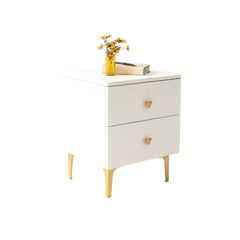Contemporary White Bedside Table with Gold Legs