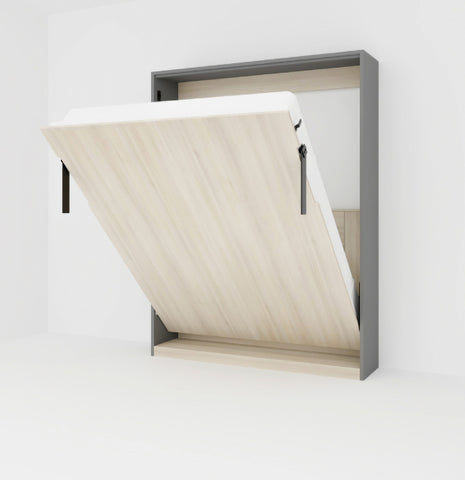 KONVERTO NEO Series – Vertical Wall Bed Queen Size Gothic Grey and Moldau Acacia Light