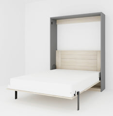 KONVERTO NEO Series – Vertical Wall Bed Queen Size Gothic Grey and Moldau Acacia Light