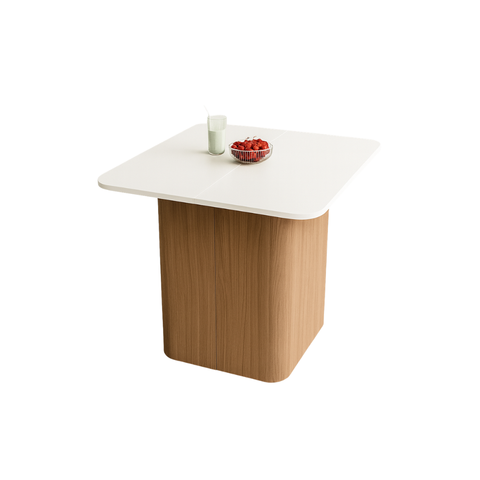 Extendable Dining Table with White Top & Wooden Pedestal