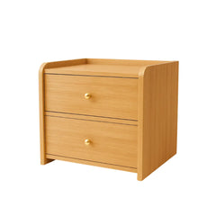 Natural Wood Finish Two-Drawer Bedside Table