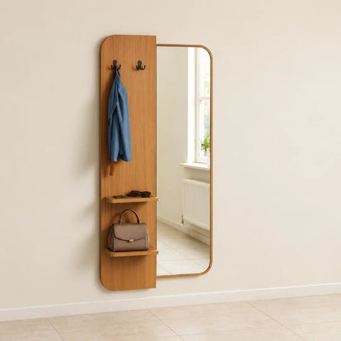 Wall-Mounted Dressing Mirror with Storage