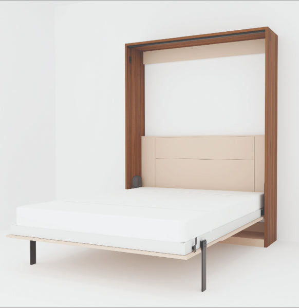 KONVERTO NEO Vertical Wall Bed Queen Size (Lyon Walnut & Burgeon Finish)