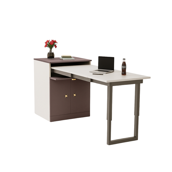 Pull-Out Study Table with Storage Cabinet