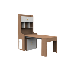 Extendable Study Table with Bookshelf and Storage Cabinet