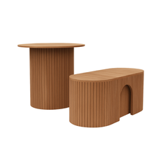 Multifunctional Transforming Wooden Table Set with Nested Stools