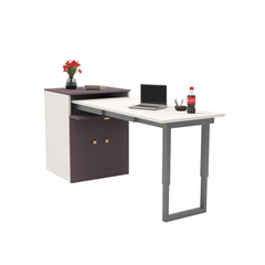 Pull-Out Study Table with Storage Cabinet