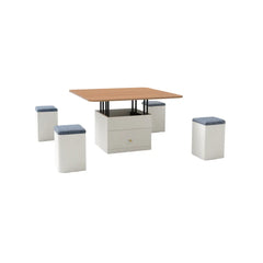 Butterfly Coffee Table Set with 4 Cushioned Stools