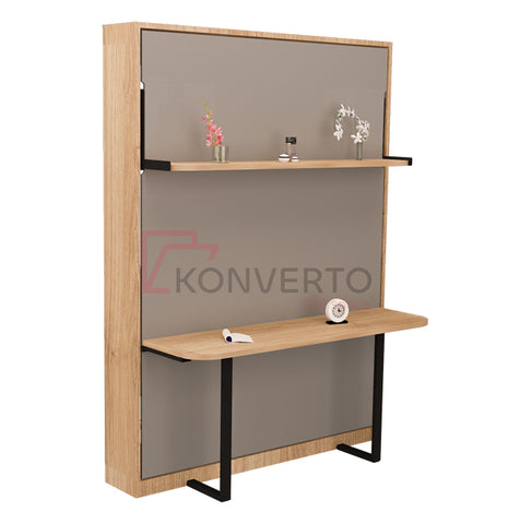 KONVERTO Duo Series – Vertical Wall Bed (Queen) with Table & Shelf