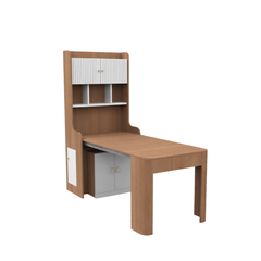 Extendable Study Table with Bookshelf and Storage Cabinet