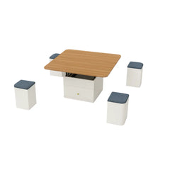 Butterfly Coffee Table Set with 4 Cushioned Stools