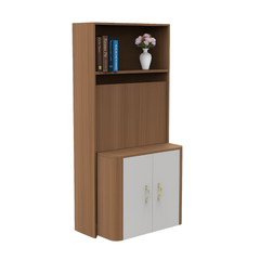 Fold-Up Study Table with Bookshelf and Storage