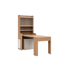 Extendable Study Table with Bookshelf and Storage Cabinet