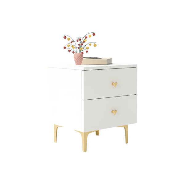 White Bedside Table with Golden Legs