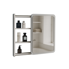 White Vanity Mirror Cabinet with Storage Compartment