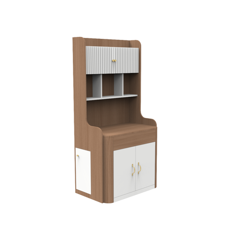 Extendable Study Table with Bookshelf and Storage Cabinet