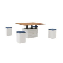 Butterfly Coffee Table Set with 4 Cushioned Stools