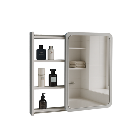Vanity Mirror Cabinet with Open Shelves