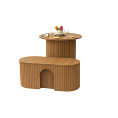 Multifunctional Transforming Wooden Table Set with Nested Stools