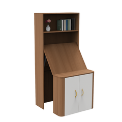 Fold-Up Study Table with Bookshelf and Storage