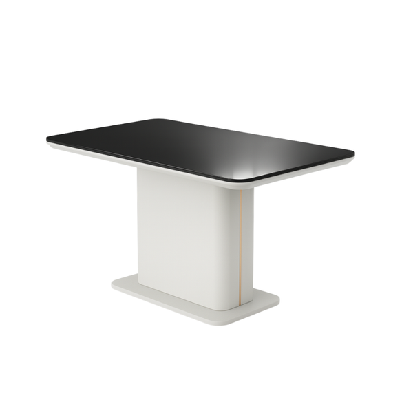 Black Top Dining Table with White Pedestal Base
