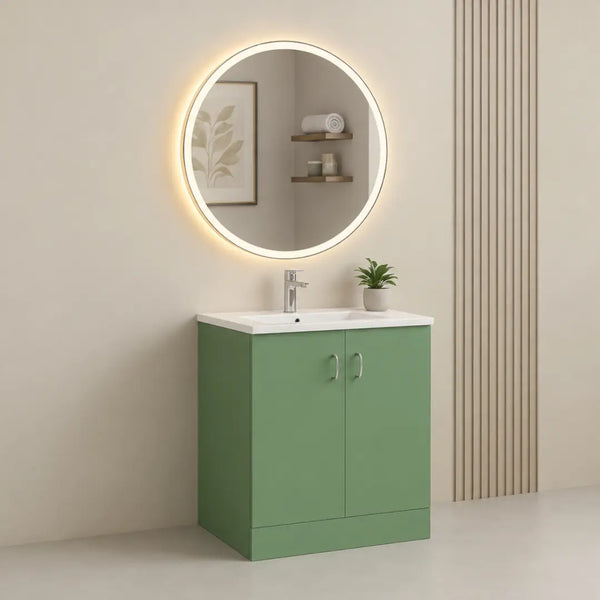 Premium Sage Green Bathroom Vanity with LED Round Mirror