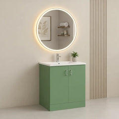 Premium Sage Green Bathroom Vanity with LED Round Mirror