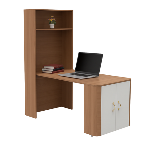 Fold-Up Study Table with Bookshelf and Storage