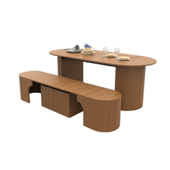 Multifunctional Transforming Wooden Table Set with Nested Stools