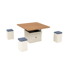 Butterfly Coffee Table Set with 4 Cushioned Stools