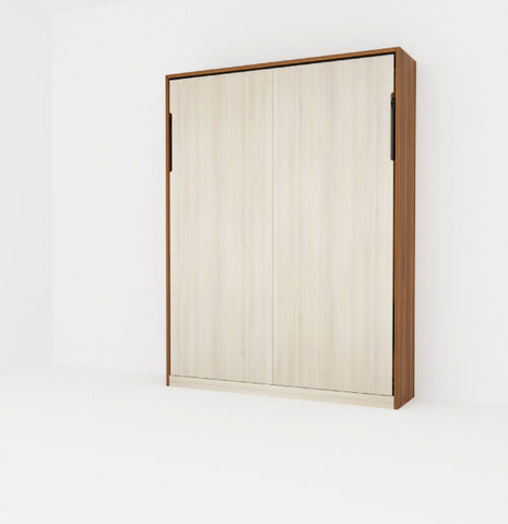 KONVERTO NEO Vertical Wall Bed Queen  Lyon Walnut and Moldau Acacia Light