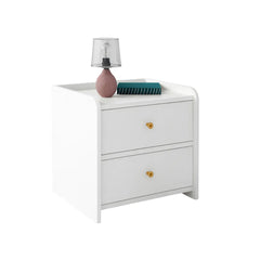 Modern White Bedside Cabinet with Gold Knobs