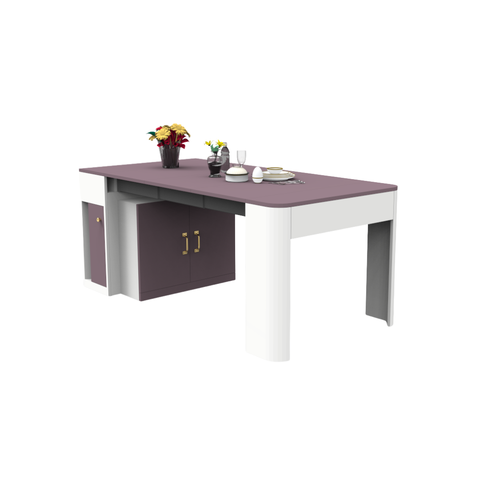 Compact Extendable Study Table with Storage Cabinet