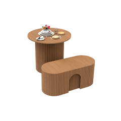 Multifunctional Transforming Wooden Table Set with Nested Stools