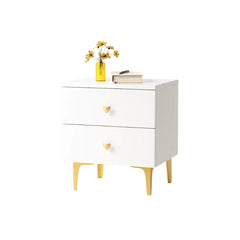 Contemporary White Bedside Table with Gold Legs