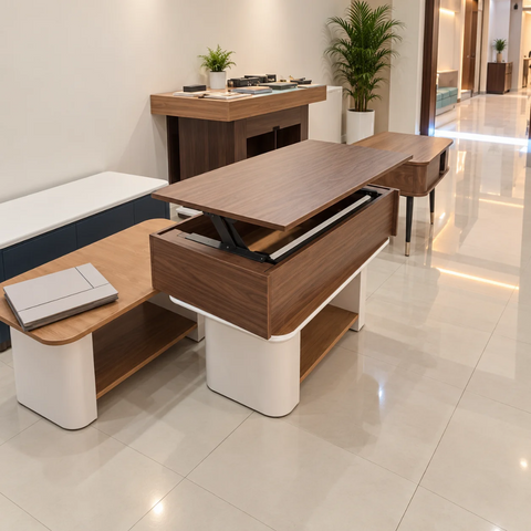 Height-Adjustable Lift-Top Coffee Table with Storage