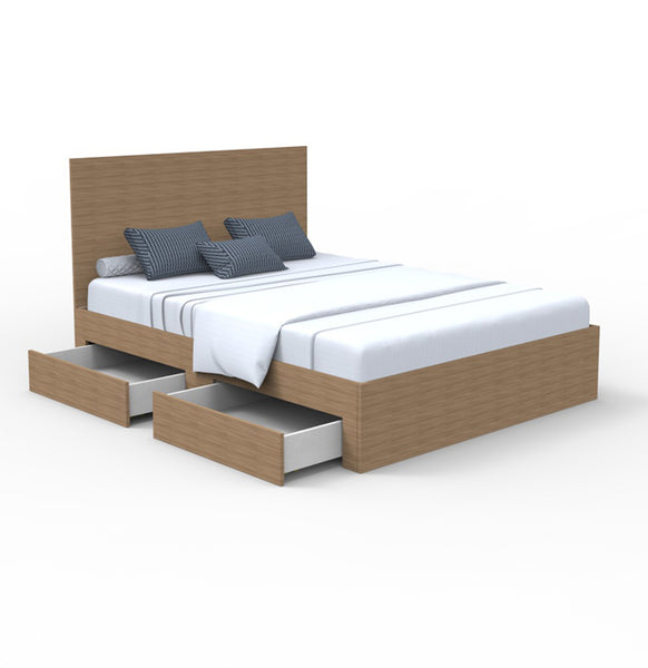 DekorUp Wooden Bed with 2 Drawers